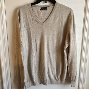 Massimo Dutti Cotton Silk Cashmere Beige Jumper Sweater‎ Mens Size M